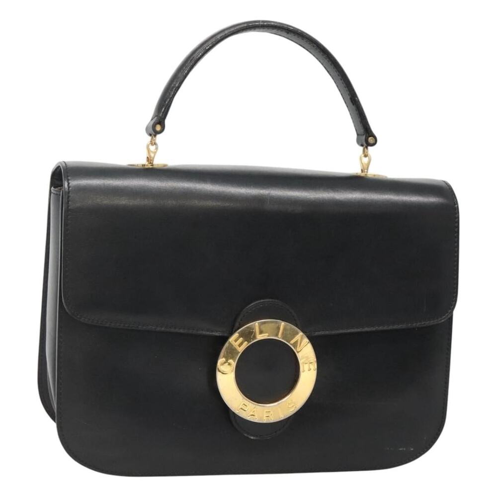 Celine Leather Circle Handbag Black